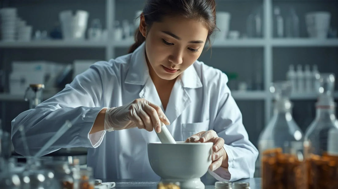 Doctor preparing custom personalized medication in a compounding pharmacy
